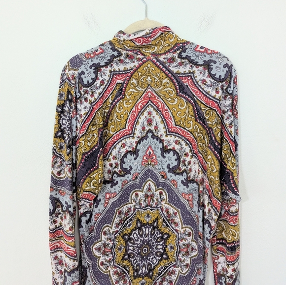 Free People Chase Me Paisley Print Long Sleeve Turtleneck Top Jersey Knit Small - Picture 7 of 9